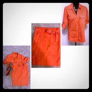 Orange blouse and matching skirt